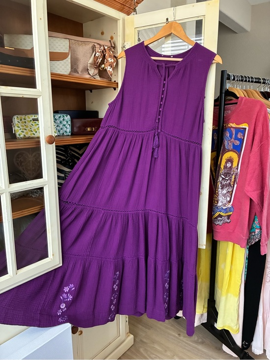 Johnny Was Dresses & Skirts - Johnny Was Purple Tiered Midi Dress